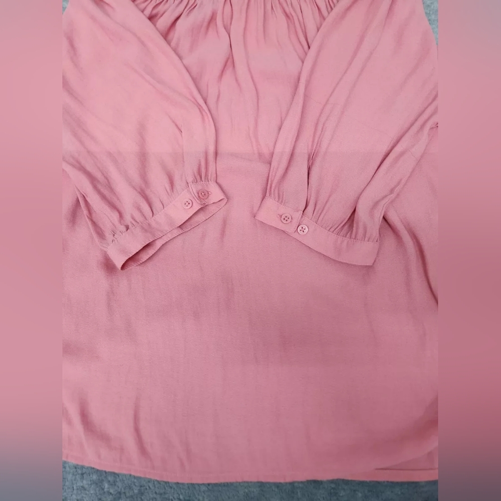 GAP Women's Dusty Pink Drapey Off-Shoulder Elbow Sleeves Peasant Blouse Top- XL - Picture 6 of 15